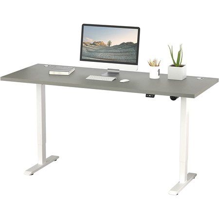 We'Re It Lift it, 60"x30" Electric Sit Stand Desk, Effortless Touch Up/Down, Grey Strand Top, White Base VL12WH6030-8827